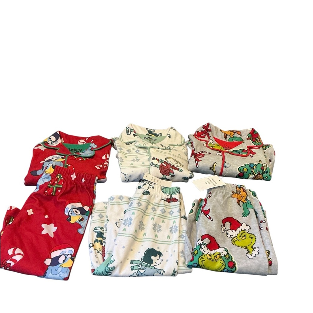 Holiday Cheer Kids Pajama Set - Red, Green, Gray
